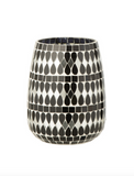 Theelichthouder Mozaïek Glas Zwart/Zilverkleurig Medium (58631)