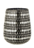 Theelichthouder Mozaïek Glas Zwart/Zilverkleurig Large (58632)