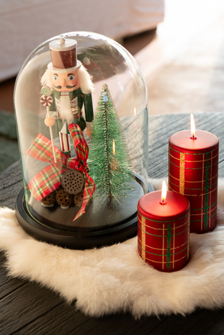 Decoratieve Stolp Notenkraker Glas Kerstrood/Donkergroen Large