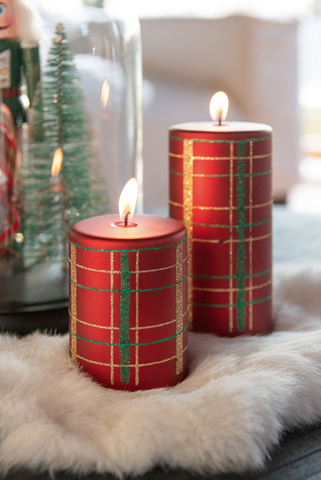 Kaars Cilinder Geruit Paraffine Meerkleurig-35u