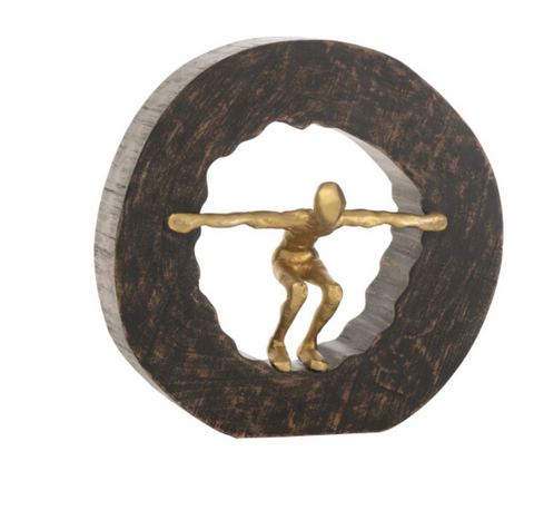 Figuur Vallend Hout Metaal Zwart Goud (25595)
