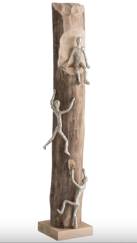 Figuur 3klimmers Hout/Aluminium Naturel/Zilver (85147)