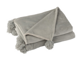 Plaid Pompom Polyester Grijs (77490)