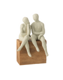Beeldje Koppel Hars Gebroken Wit/Naturel