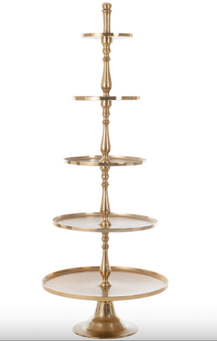 Plateau 5 Niveaus Rond Aluminium Goud (76847)