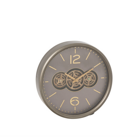 Klok Tandwiel Mdf Grijs/Goud Small (48903)