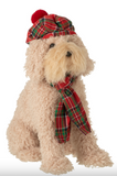 Hond + Baret + Sjaal Stof Beige/Kerstrood (266767)