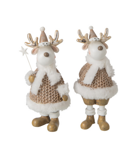Rendier Winterkleren Polyresin Wit/Beige Medium Assortiment Van 2 (269713)