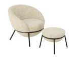 Loungestoel + Poef Ijzer Beige/Zwart