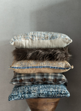 Kussen Tweed Pol/Katoen Blauw/Wit (47163)