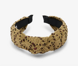 Haarband knoop beige met bruine spikkel