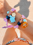 Pink Boho Bandana Bracelets with Ocean Crab & Turtle Charms