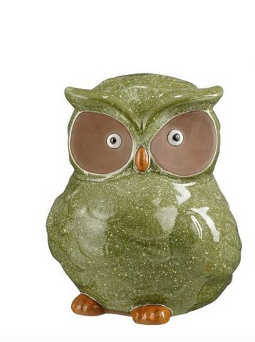 MICA DECORATIONS DECORATIE UIL GROEN - L21XB19XH23CM