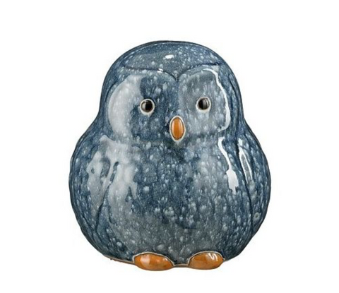 MICA DECORATIONS DECORATIE UIL BLAUW - L15XB15XH15,5CM