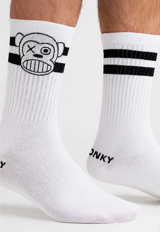 Loco Monky White Crazy Socks Logo