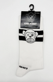 Loco Monky White Crazy Socks Logo