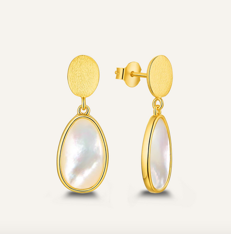 925 Sterling Zilveren Oorbellen voor Dames met Parelmoer – Organic Flow