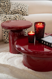 Set Van 2 Bijzettafel Gelakt Rond Metaal Rood (265990)