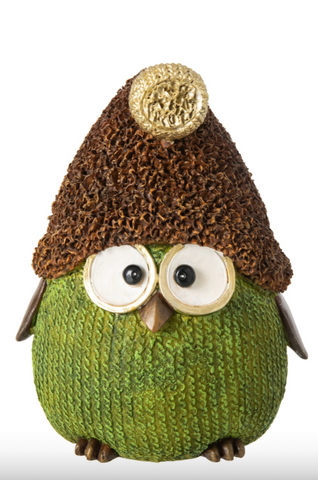 Uil Hoed Polyresin Groen/Bruin Large (269685)