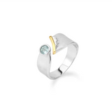 Ring zilver met gouden rand en steen