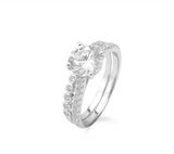 Dubbele ring zilver met steentjes