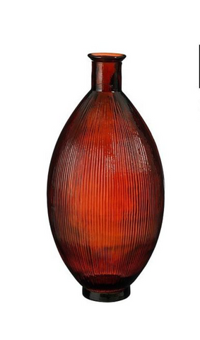 MICA DECORATIONS FIRENZA FLES VAAS - H59 X Ø29 CM - GERECYCLED GLAS - DONKERBRUIN