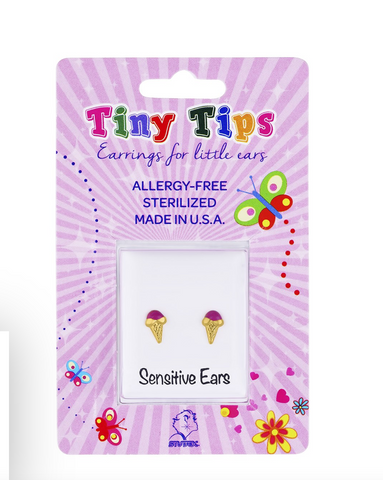 Tiny Tips stalen goldplated oorbellen roze ijsjes