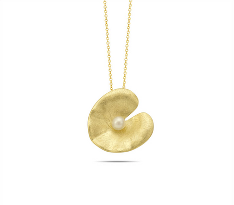 Ketting Zels bloem met parel goud