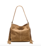 SUEDE STORMY FRINGES BIG SHOULDERBAG SAND
