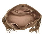 SUEDE STORMY FRINGES BIG SHOULDERBAG SAND
