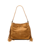 SUEDE STORMY FRINGES BIG SHOULDERBAG LIGHT COGNAC