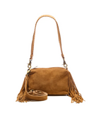 SUEDE STORMY FRINGES SMALL SHOULDERBAG LIGHT COGNAC