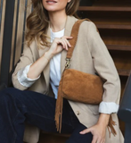 SUEDE STORMY FRINGES SMALL SHOULDERBAG LIGHT COGNAC
