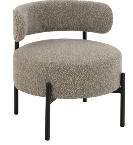 Loungestoel Boucle Multiplex/Polyester Grijs/Zwart (50858)