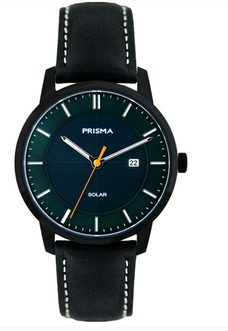 Prisma P.1141 Groen solar titanium black Leather 10ATM