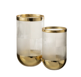 Vaas Cylinder Motief Glas Transparant/Goud Large (28902)