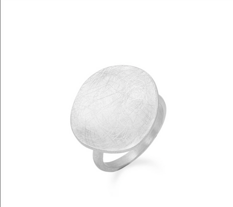 Ring Zels - Ring Mat zilver met groot plaat