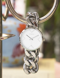 Zilverkleurige OOZOO horloge met zilverkleurige grove schakelarmband - C11125
