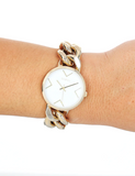 Goudkleurige OOZOO horloge met goudkleurige grove schakelarmband - C11127
