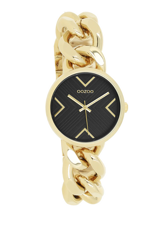 Goudkleurige OOZOO horloge met goudkleurige grove schakelarmband - C11128
