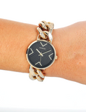 Goudkleurige OOZOO horloge met goudkleurige grove schakelarmband - C11128