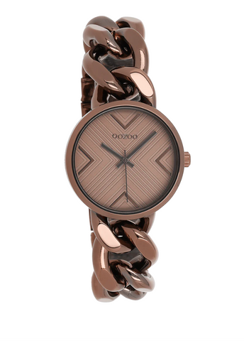 Bronskleurige OOZOO horloge met bronskleurige grove schakelarmband - C11129
