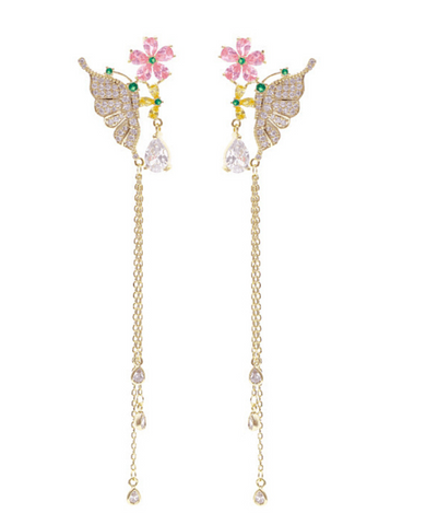 FEH02 - pair of festive earhooks in gift box with CZ cristal