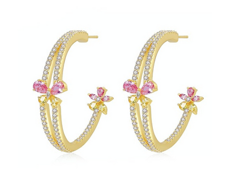 EINDEREEKS FEH12 - pair of festive earhooks in gift box with CZ cristal