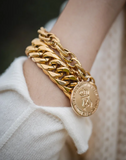 Armband - Les blondinettes - Bracelet Médaille Maille Plate Doré - Collection "Les Indispensables"