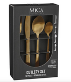 MICA DECORATIONS 16-PIECE CUTLERY SET - SERVICE FOR 4 - STAINLESS STEEL - GOLD