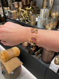 Armband met geometrische manchet - Morganiet, aardbei en rookkwarts