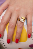 Ring - Yvette Ries - Gouden ring met blad en steen