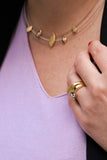 Ring - Yvette Ries - Gouden ring met blad en steen